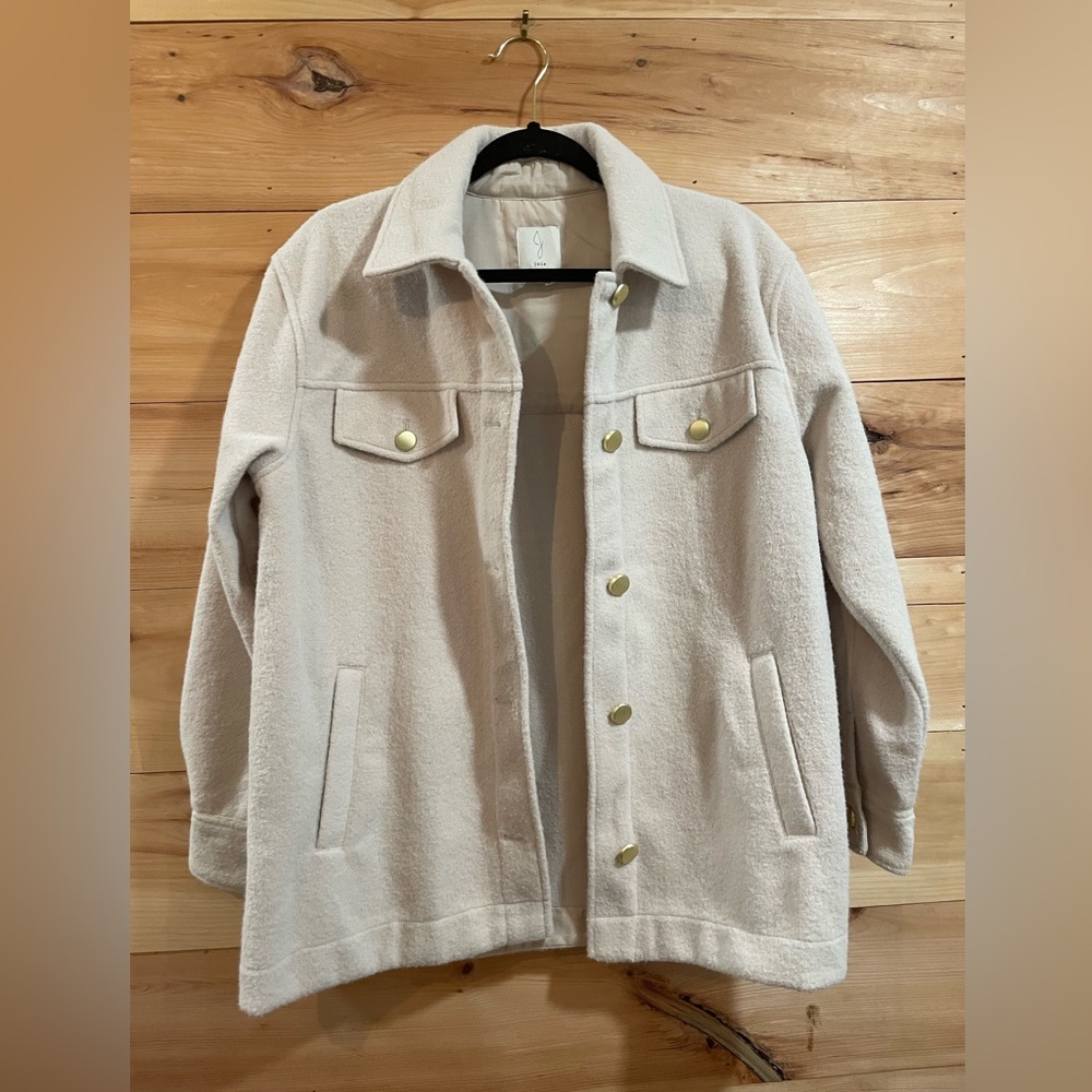 Joie Oversized Beige/Cream Fleece Jacket Size S